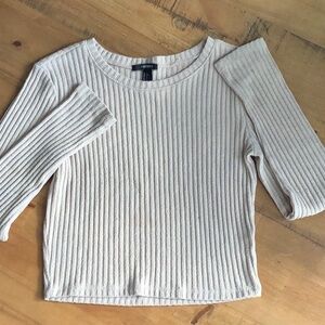 Forever 21 Tan/Cream Ribbed Long Sleeve Sweater